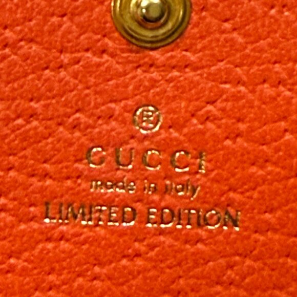 GUCCI LIMITED EDITION FLORA GG MARMONT BIFOLD WALLET ORANGE Excellent - Picture 9 of 17